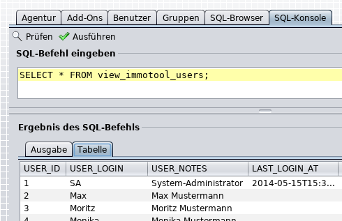 SQL-Befehle im AdminTool ausführen