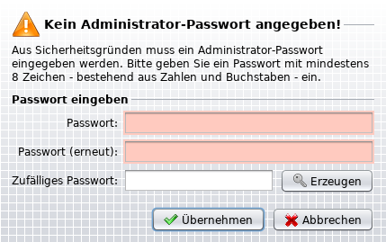 Passwort des Administrators im AdminTool festlegen