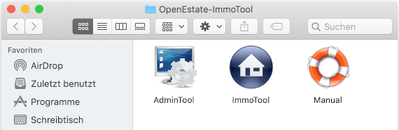 Finder window with ImmoTool applications