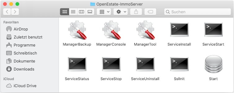 Finder window with ImmoTool-Server applications